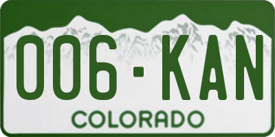 CO license plate 006KAN