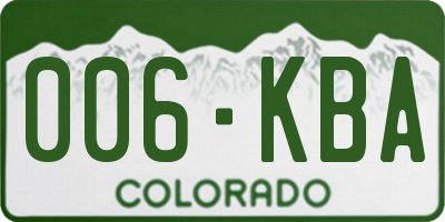 CO license plate 006KBA
