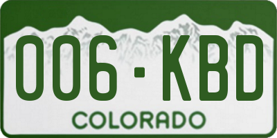 CO license plate 006KBD