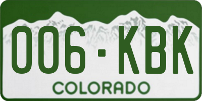 CO license plate 006KBK