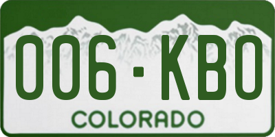 CO license plate 006KBO