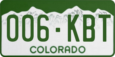 CO license plate 006KBT
