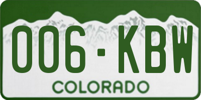 CO license plate 006KBW