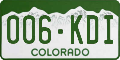 CO license plate 006KDI