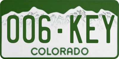 CO license plate 006KEY