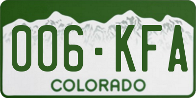 CO license plate 006KFA