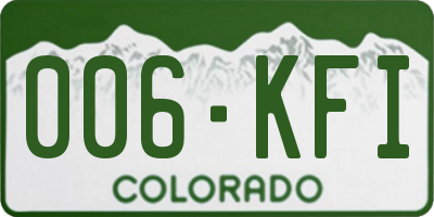 CO license plate 006KFI