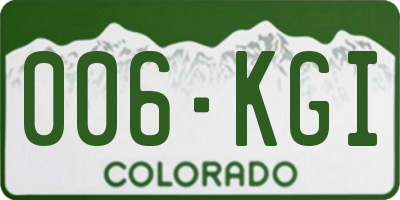 CO license plate 006KGI
