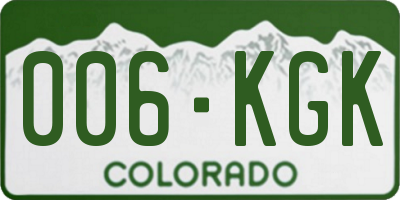 CO license plate 006KGK