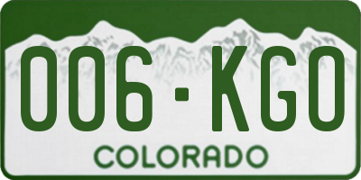 CO license plate 006KGO