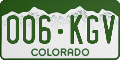 CO license plate 006KGV