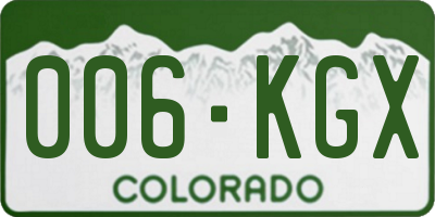 CO license plate 006KGX