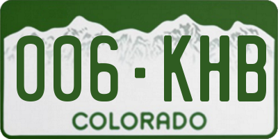 CO license plate 006KHB