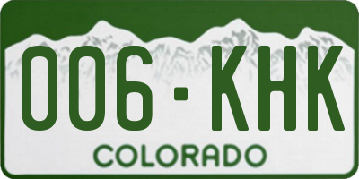 CO license plate 006KHK