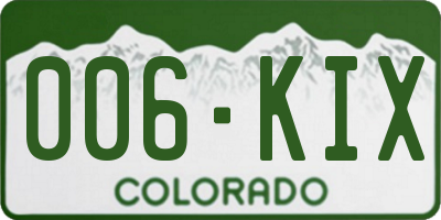 CO license plate 006KIX