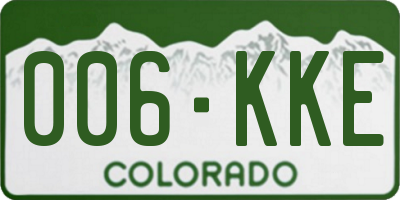 CO license plate 006KKE