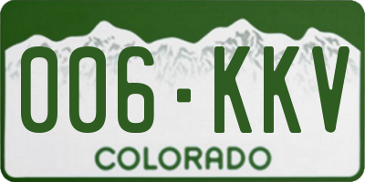 CO license plate 006KKV