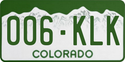 CO license plate 006KLK