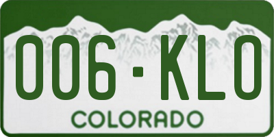 CO license plate 006KLO