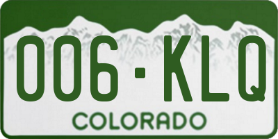CO license plate 006KLQ