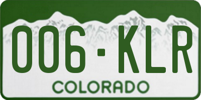 CO license plate 006KLR