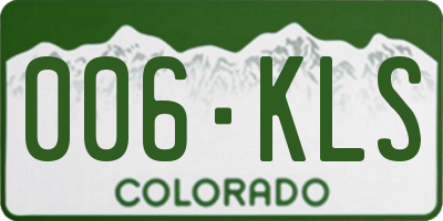 CO license plate 006KLS
