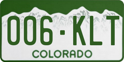 CO license plate 006KLT