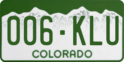 CO license plate 006KLU