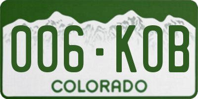 CO license plate 006KOB