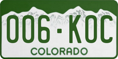 CO license plate 006KOC