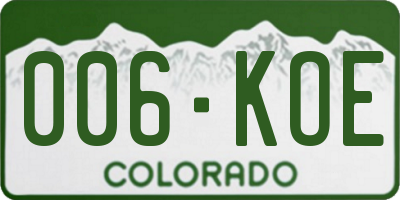 CO license plate 006KOE