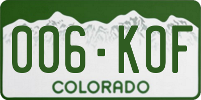 CO license plate 006KOF