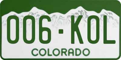 CO license plate 006KOL
