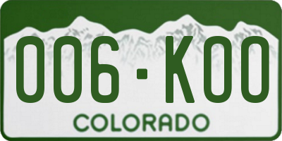 CO license plate 006KOO
