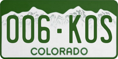 CO license plate 006KOS