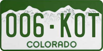 CO license plate 006KOT