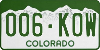 CO license plate 006KOW
