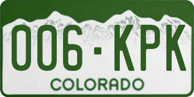 CO license plate 006KPK