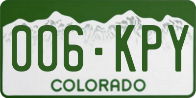 CO license plate 006KPY