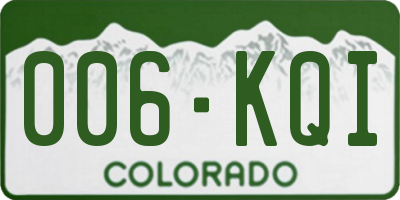 CO license plate 006KQI