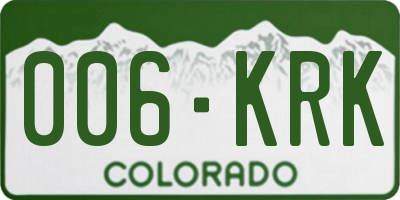 CO license plate 006KRK