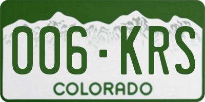 CO license plate 006KRS