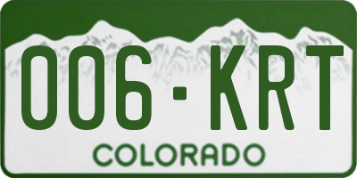 CO license plate 006KRT