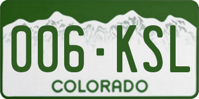 CO license plate 006KSL