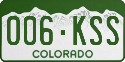 CO license plate 006KSS