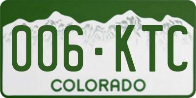 CO license plate 006KTC