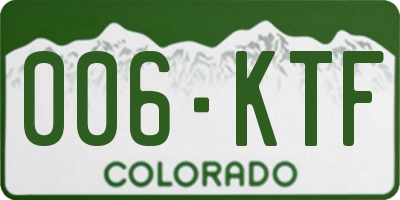 CO license plate 006KTF