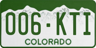 CO license plate 006KTI