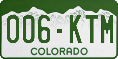 CO license plate 006KTM