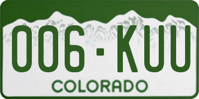 CO license plate 006KUU